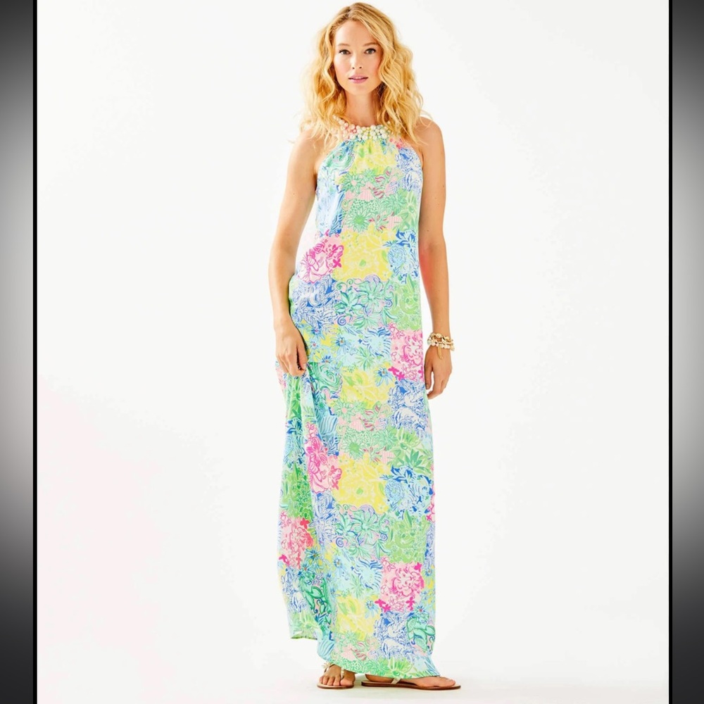 Lilly Pulitzer Shawn Maxi Dress "Cheek to Cheek" print limited edition xs resort - Picture 2 of 8